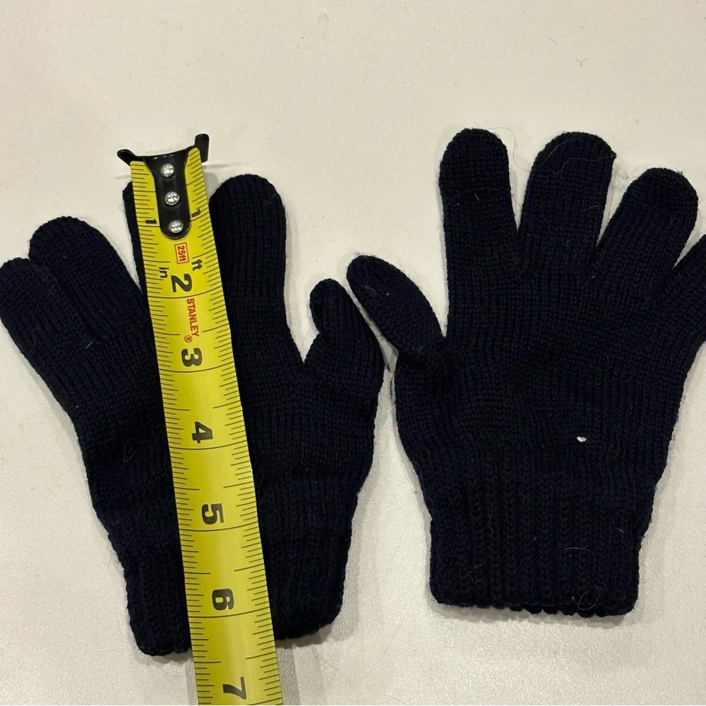 Catya Scarf and Glove Set made in 100% merino wool color navy blue size 4-7